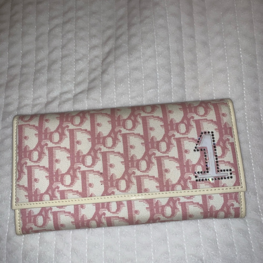 Dior pink canvas logo wallet